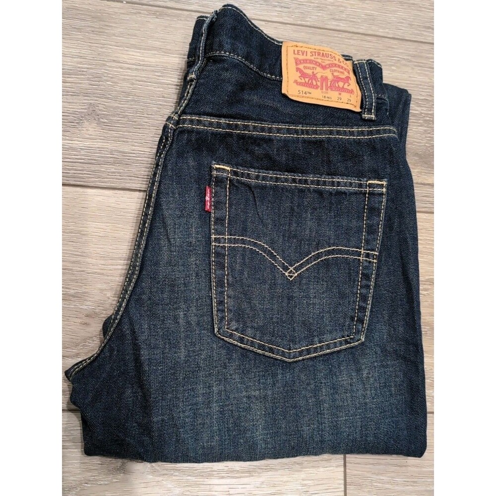 LEVI'S 514 Youth 18 REG 29X29 STRAIGHT LEG REG FIT DARK WASH JEANS  EUC